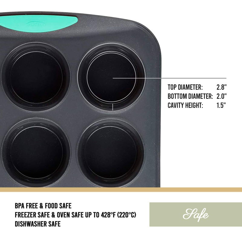 Trudeau Structure Silicone Muffin Pan â€“ 12 Cup, Flexible Silicone with Hard Lining to Hold Shape, Non-Stick, BPA-Free, Dishwasher Safe, Heat Resistant to 428Â°F â€“ Grey/Mint - Image 5